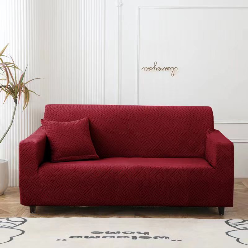 Sofa Cover Jacquard Embossed - 1 Seater - Maroon