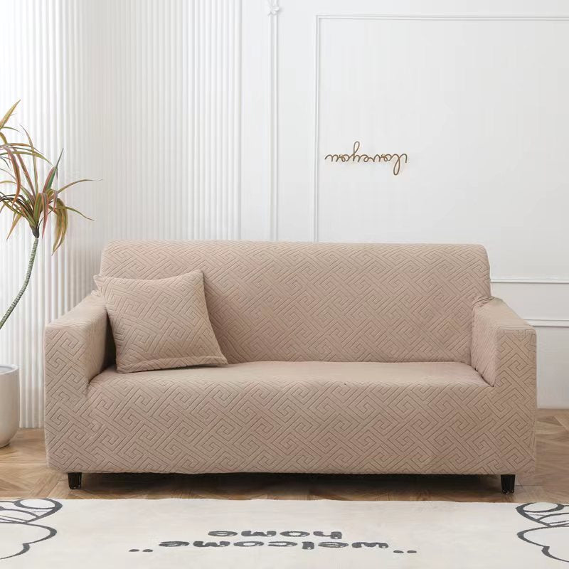 Sofa Cover Jacquard Embossed - 2 Seater - Khaki