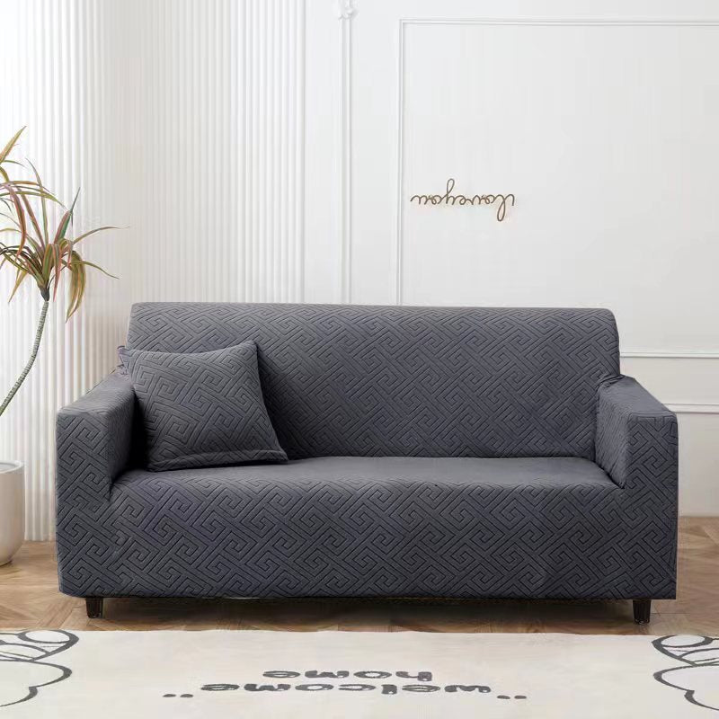 Sofa Cover Jacquard Embossed - 2 Seater - Dark Grey