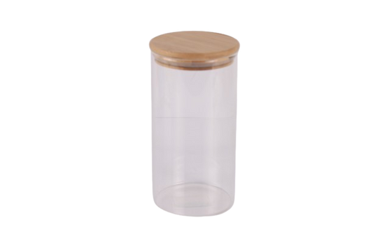 Clear Glass Jar with Bamboo Lid, 1150ml