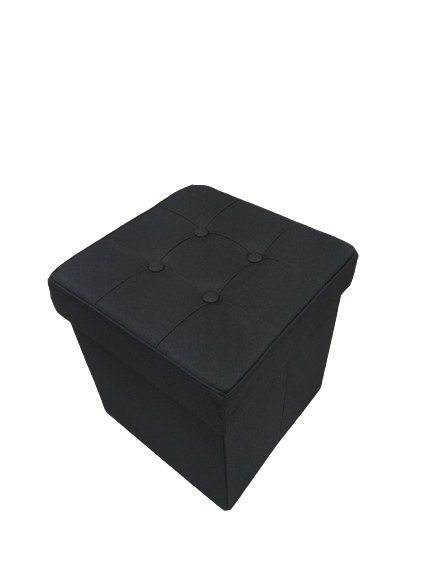 Faux Linen Ottoman - Single Foldable Storage