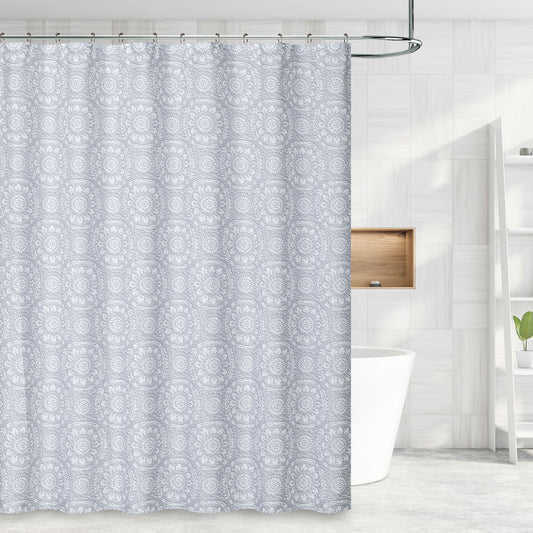 Fabiya Printed Shower Curtain Polyester with 12 Metal Hooks 70" X 72" - 178cm X 183cm