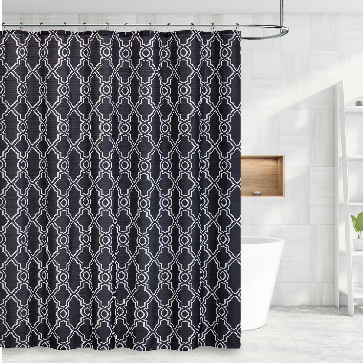 Fabiya Rideau de douche imprimé en polyester avec 12 crochets en métal 70" X 72" - 178cm X 183cm / Fabiya rideau de douche imprimé en polyester avec 12 crochets en métal 