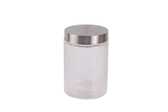 Clear Glass Jar with Metal Lid - Textured, 1100ml