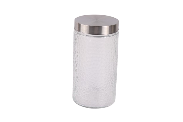 Clear Glass Jar with Metal Lid - Textured, 1600ml