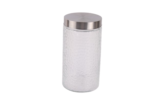 Clear Glass Jar with Metal Lid - Textured, 1600ml