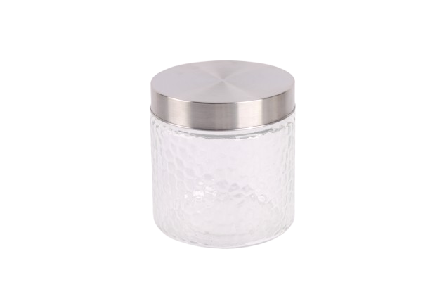 Clear Glass Jar with Metal Lid - Textured, 800ml