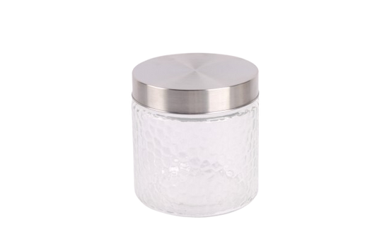 Clear Glass Jar with Metal Lid - Textured, 800ml