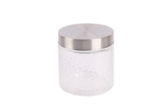 Clear Glass Jar with Metal Lid - Textured, 800ml