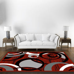 Medallion Area Rug  - Black Red