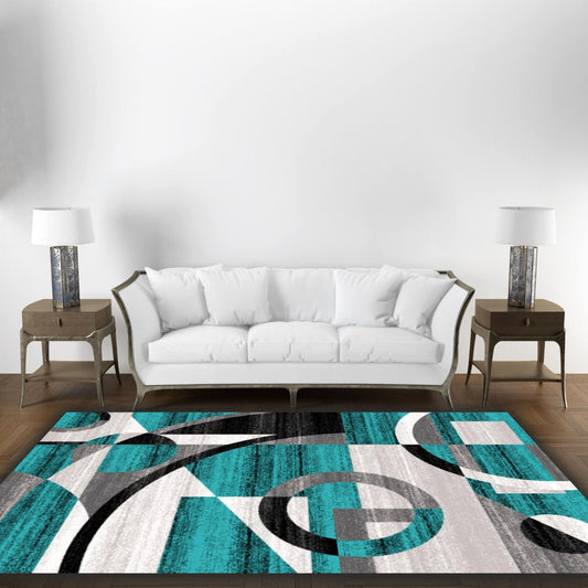 Medallion Area Rug  - Dark Gray/Turquoise