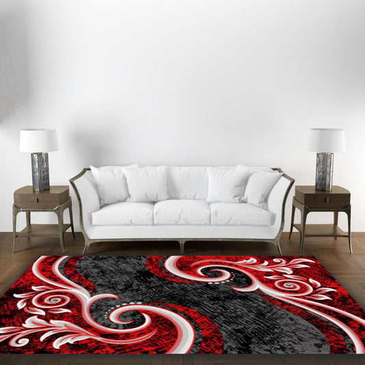 Medallion Area Rug  - Black/Red