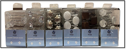 Shower Curtain Hooks - 12 pcs