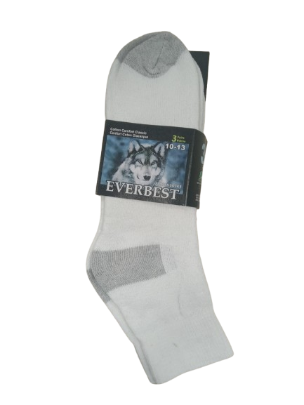 Ankle Socks - White with Grey Bottom -9-11 - 10-13