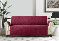 Quilted Sofa Cover - Burgundy